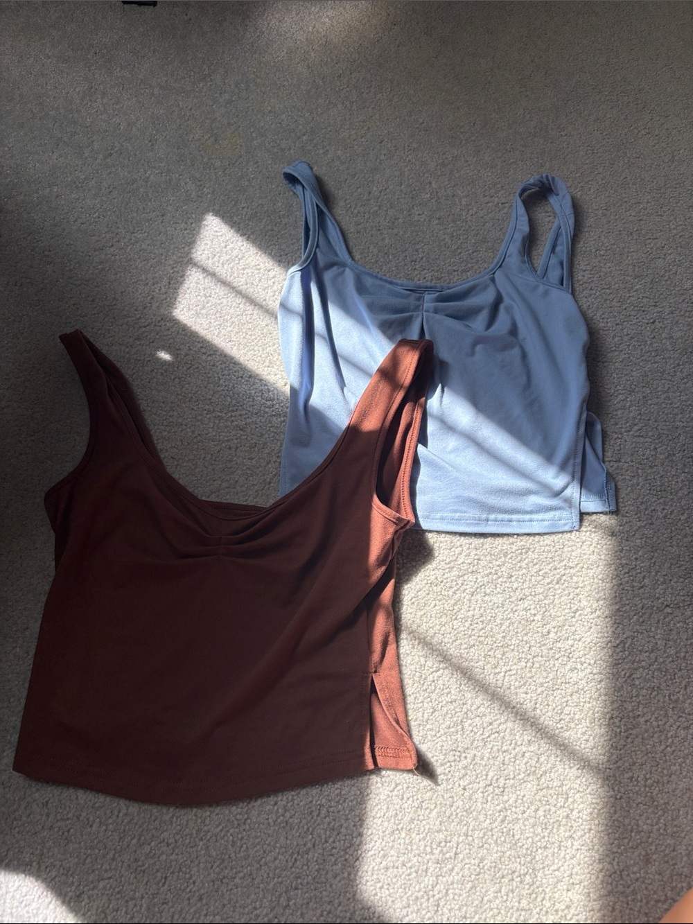 SHEIN Blue and Brown Scoop Neck Tank Tops